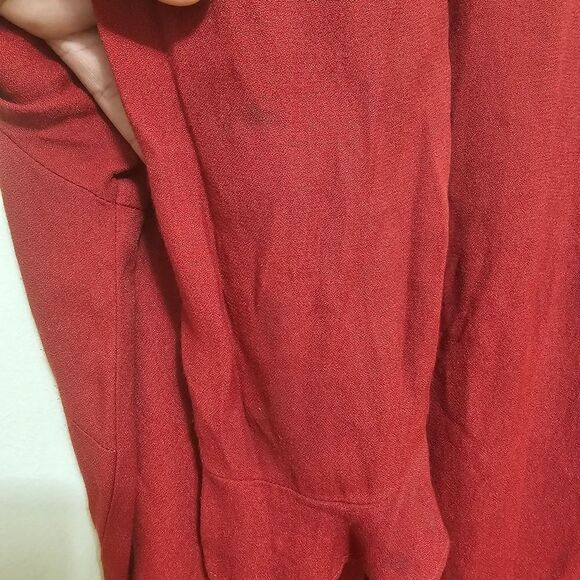 Reformation Ruffled Front Cut Out Heidi Midi Dress 3/4 Sleeve ruffle red Sz 0 - Picture 13 of 13